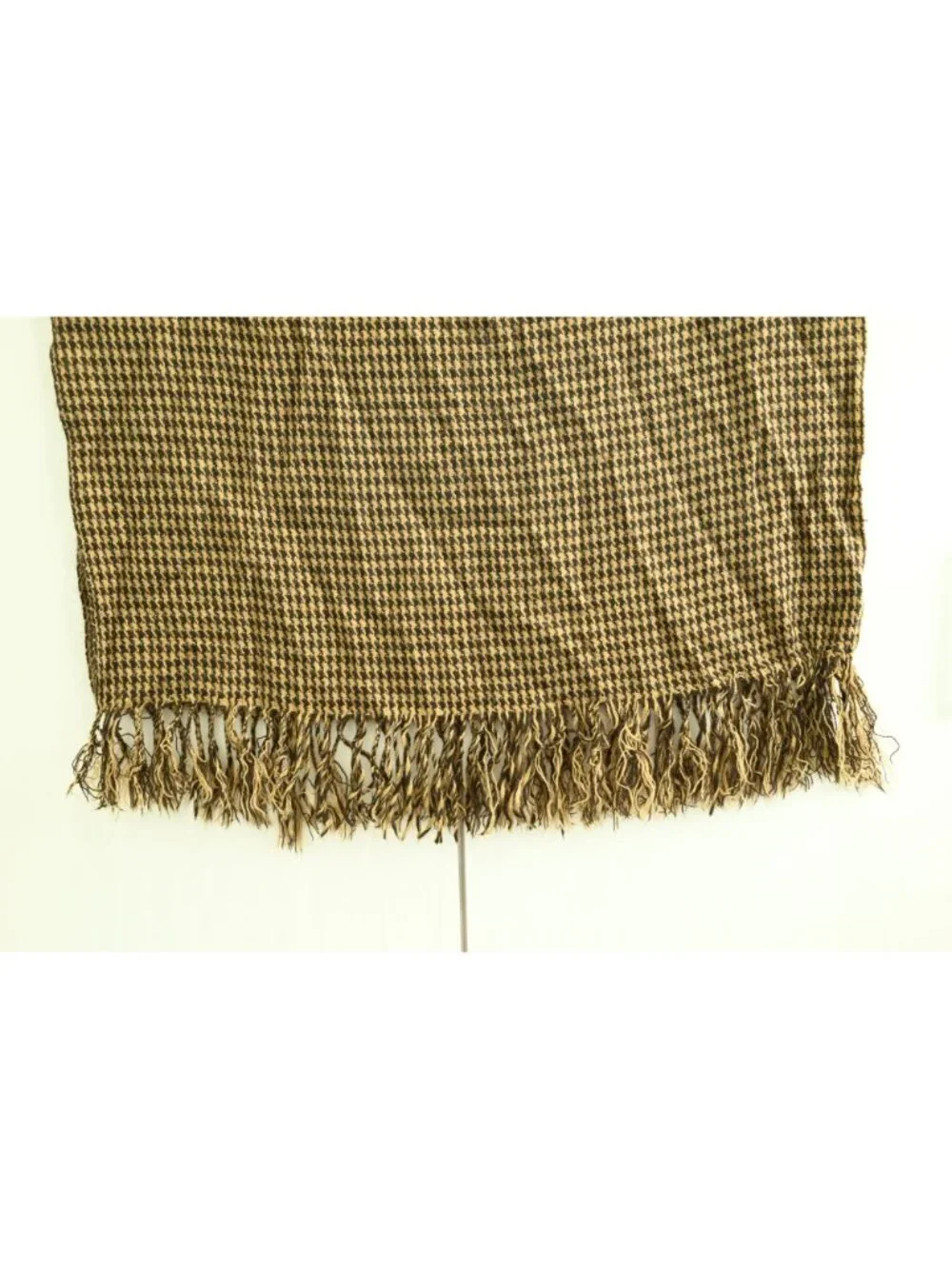 Unbranded Houndstooth Rectangle Scarf Brown Tan Fringe Soft Cozy Wrap Winter